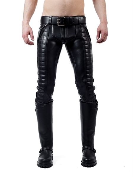 Mr. B Leather Indicator Jeans Black Stitching-Piping