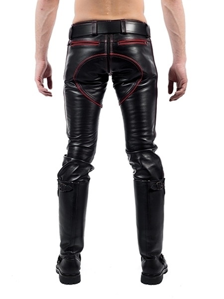 Mr. B Leather Indicator Jeans Red Stitching-Piping