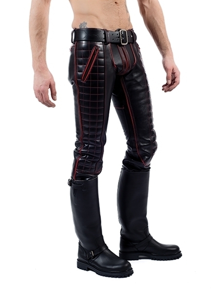 Mr. B Leather Indicator Jeans Red Stitching-Piping