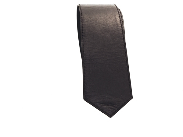 Mr. B Leder Krawatte schwarz genäht
