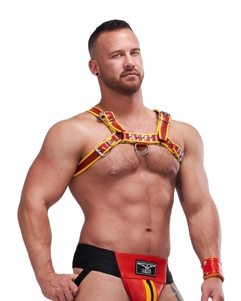 Mr. B Leather Circuit Harness - Red Yellow