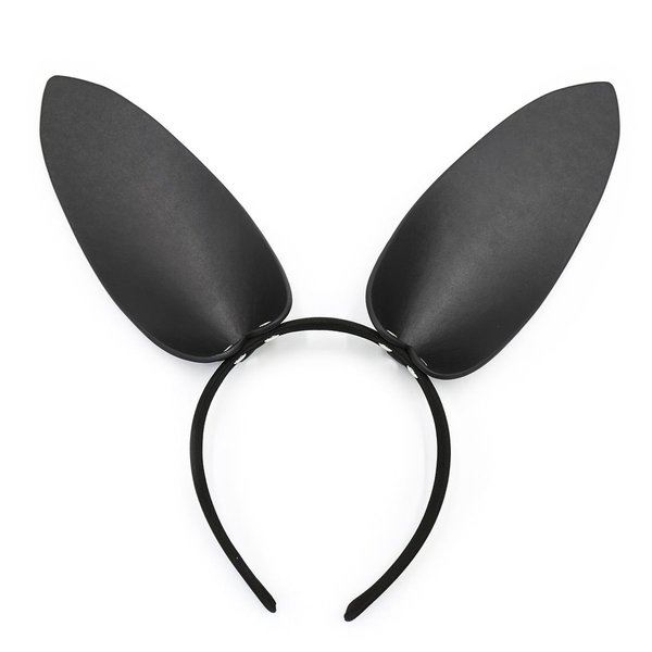 Schwarzes Häschen Ohren Stirnband aus Leder