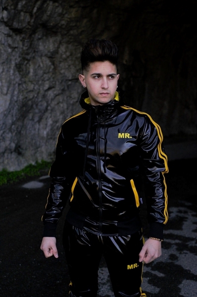 Mr Riegillio PVC Trainingsjacke Gelbe Streifen